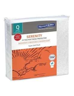 Deals 👍 Protect-A-Bed Serenity Waterproof Fitted Mattress Protector With Bonus Pillow Protector White 🔥