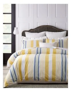 Buy 🎉 Heritage Silvie Cotton Yarn Dye Stripe Quilt Cover Set Yellow ⌛