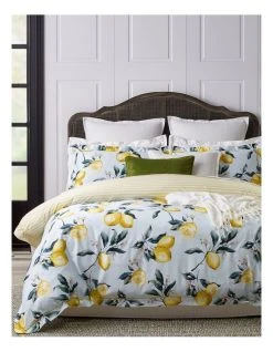 Cheapest 👏 Heritage Citron Cotton Sateen Quilt Cover Set Sky Blue 🎁