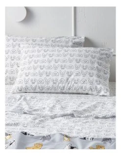 Best Pirce 🥰 Beau & Bonnie 250TC Pawsome Stonewashed Cotton Sheet Set White ⌛