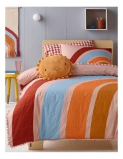 Best Pirce 🥰 Milkshake Over The Rainbow Quilted Quilt Cover Set Peach ✔️