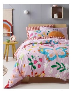 Best Sale ❤️ Milkshake Backyard Butterflies Cotton Quilt Cover Set Multicolour 😍