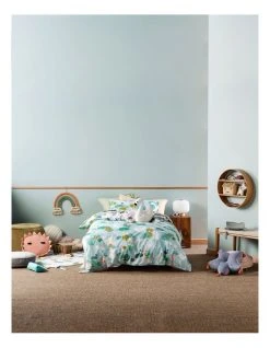 New ✔️ Linen House Kids Swanning Around Quilt Cover Set Teal 🔥