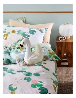 New ✔️ Linen House Kids Swanning Around Quilt Cover Set Teal 🔥 -Bedroom Sales Store 840453850 5 720x928