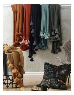 Promo ⌛ M.M Linen Birch Throw Navy 🛒