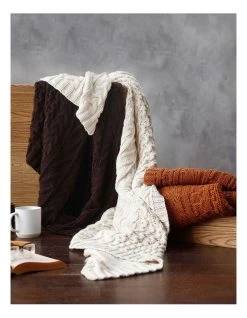 Best Pirce ✔️ M.M Linen Cable Knit Throw in Coffee ⭐ -Bedroom Sales Store 841634560 5 720x928