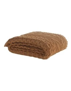 Promo ⌛ M.M Linen Cable Knit Throw in Spice ❤️