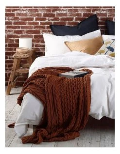 Promo ⌛ M.M Linen Cable Knit Throw in Spice ❤️ -Bedroom Sales Store 841634740 4 720x928