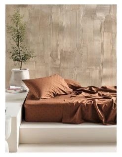 Best Pirce ❤️ Linen House 250TC Vivienne Sheet Set in Pecan ⌛