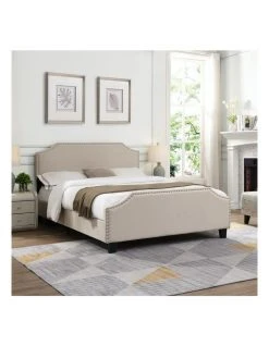 New 😀 IHOMDEC BEF03 Queen Size Wooden Upholstered Bed Frame Beige ⭐ -Bedroom Sales Store 842431870 3 720x928
