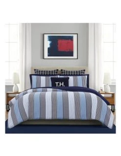 Deals ✔️ Tommy Hilfiger Home Indigo Quilt Cover Set Striped Blue 😀