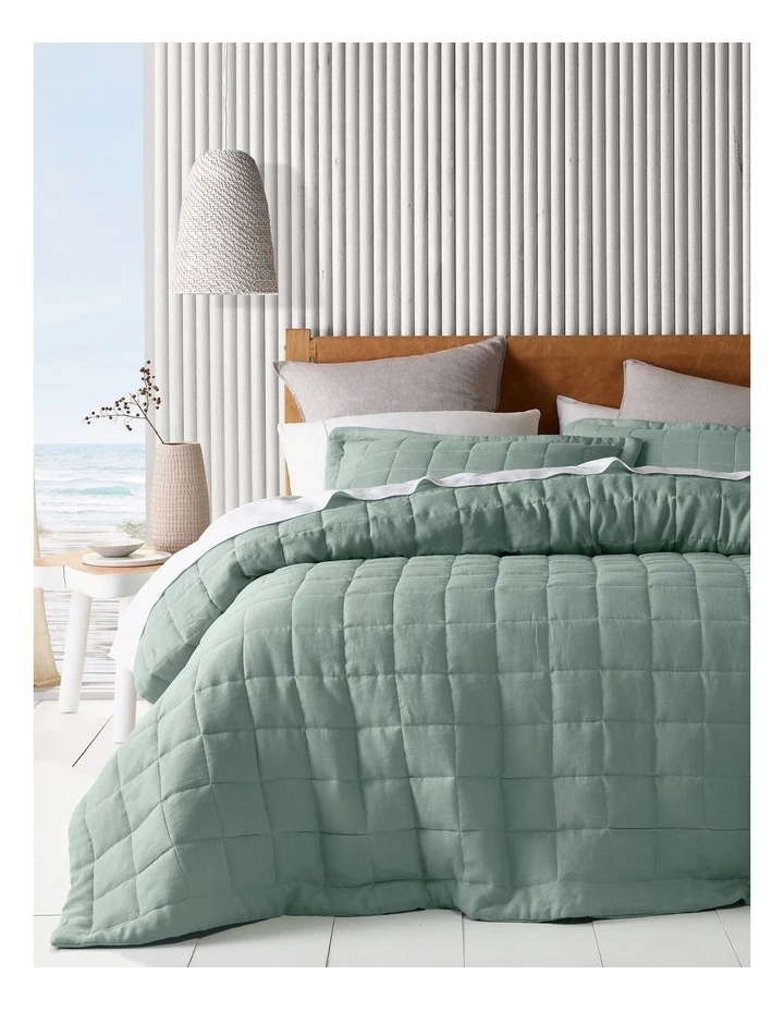 Cheapest 🤩 Australian House & Garden Sandy Cape Washed Belgian Linen Quilted Coverlet Eucalyptus 👍 1 Cheapest 🤩 Australian House & Garden Sandy Cape Washed Belgian Linen Quilted Coverlet Eucalyptus 👍