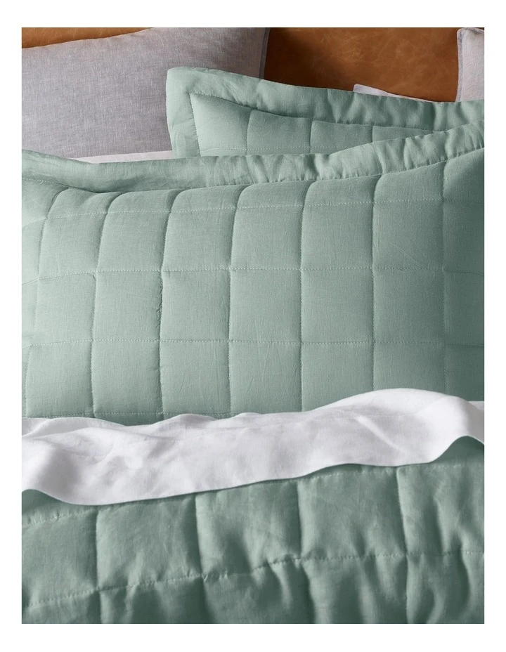 Cheapest 🤩 Australian House & Garden Sandy Cape Washed Belgian Linen Quilted Coverlet Eucalyptus 👍 2 Cheapest 🤩 Australian House & Garden Sandy Cape Washed Belgian Linen Quilted Coverlet Eucalyptus 👍 - Image 2