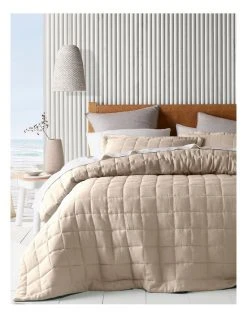 Cheapest 🔥 Australian House & Garden Sandy Cape Washed Belgian Linen Quilted Coverlet Moonbeam ⌛