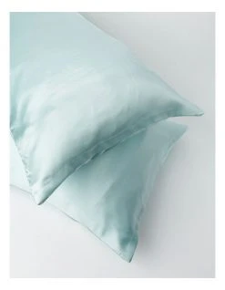 Hot Sale 😀 Heritage Silk Front Pillowcase Pair Sky Blue 🎉