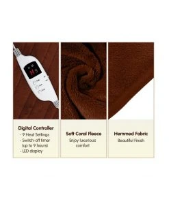 New 👏 Laura Hill Heated Electric Blanket Throw Rug Coral Warm Fleece Winter Brown 🌟 -Bedroom Sales Store 855666550 3 720x928