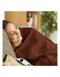 New 👏 Laura Hill Heated Electric Blanket Throw Rug Coral Warm Fleece Winter Brown 🌟 -Bedroom Sales Store 855666550 7 720x928