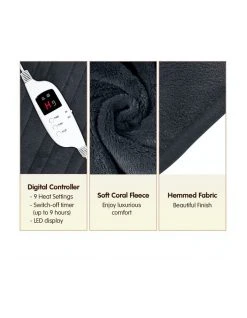 Coupon 🔥 Laura Hill Heated Electric Blanket Throw Rug Coral Warm Fleece Winter Grey 💯 -Bedroom Sales Store 855666640 3 720x928
