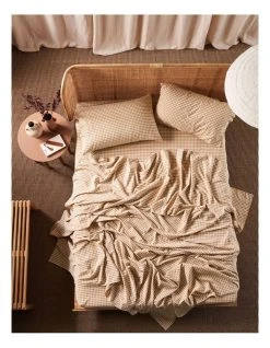 Promo 🌟 Linen House Springsteen Sheet Set Caramel ✔️