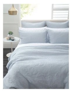 Cheap 👍 Martha Stewart Francesca Quilted Quilt Cover Set Blue ⌛