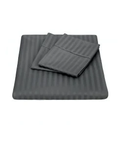 Brand new 🧨 Kensington 1200 Thread Count 100% Egyptian Cotton Sheet Set Stripe Hotel Grade In Charcoal 👏