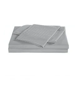 Brand new ✨ Kensington 1200 Thread Count 100% Egyptian Cotton Sheet Set Stripe Hotel Grade- Sliver 🔔
