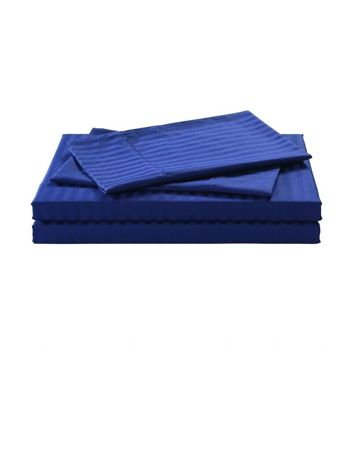 Outlet ๐ Kensington 1200 Thread Count 100% Egyptian Cotton Sheet Set Stripe Hotel Grade - Indigo Double โ๏ธ 1 Outlet ๐ Kensington 1200 Thread Count 100% Egyptian Cotton Sheet Set Stripe Hotel Grade - Indigo Double โ๏ธ