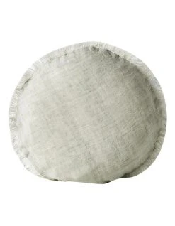Best Pirce ⌛ Aura Home Vintage Linen Fringe 45cm Round Cushion in Fennel ⭐