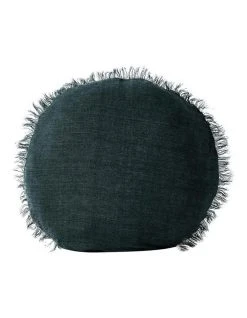 Cheapest ❤️ Aura Home Vintage Linen Fringe 55cm Round Cushion In Storm 🥰