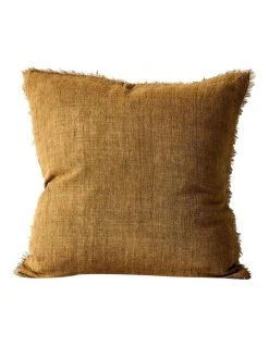 Best Pirce ⌛ Aura Home Vintage Linen Fringe Cushion in Bronze 🤩