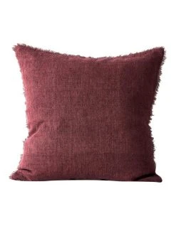 Promo 🌟 Aura Home Vintage Linen Fringe Cushion in Syrah ⭐