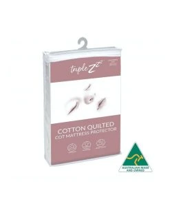 Hot Sale ⭐ Triple Z Cotton Quilted Cot Fitted Waterproof Mattress Protector 132 x 78cm 14cm ❤️