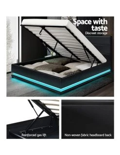 Deals 😉 Artiss Lumi Gas Lift Bed Frame Double Black Leather 🔔 -Bedroom Sales Store 887812660 7 720x928