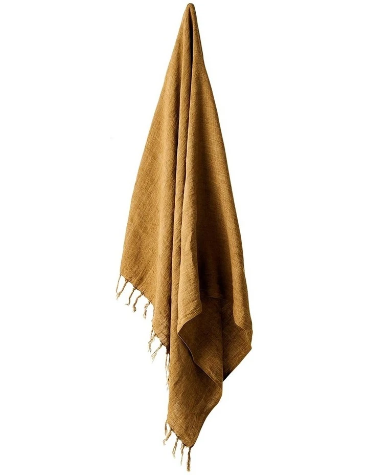 Budget 👏 Aura Home Vintage Linen Fringe Throw in Bronze 😀 1 Budget 👏 Aura Home Vintage Linen Fringe Throw in Bronze 😀
