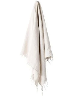 Promo 🎉 Aura Home Vintage Linen Fringe Throw in Sand 🔥