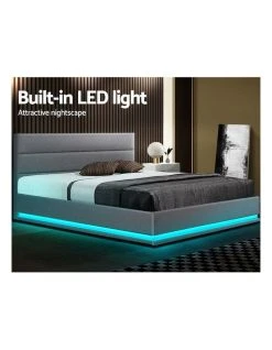 Promo ✔️ Artiss Lumi Gas Lift Bed Frame Queen Grey Fabric 😀 -Bedroom Sales Store 888183550 5 720x928