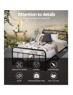 Coupon 🛒 Artiss Leo Metal Bed Frame King Single Size Black ✔️ -Bedroom Sales Store 888188770 6 720x928