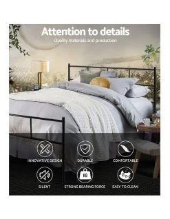New ❤️ Artiss Sol Metal Bed Frame Double Size Black ✔️ -Bedroom Sales Store 888188860 5 720x928
