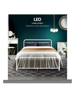 Best deal 🛒 Artiss Leo Metal Bed Frame Double Size White 😀 -Bedroom Sales Store 888189220 3 720x928